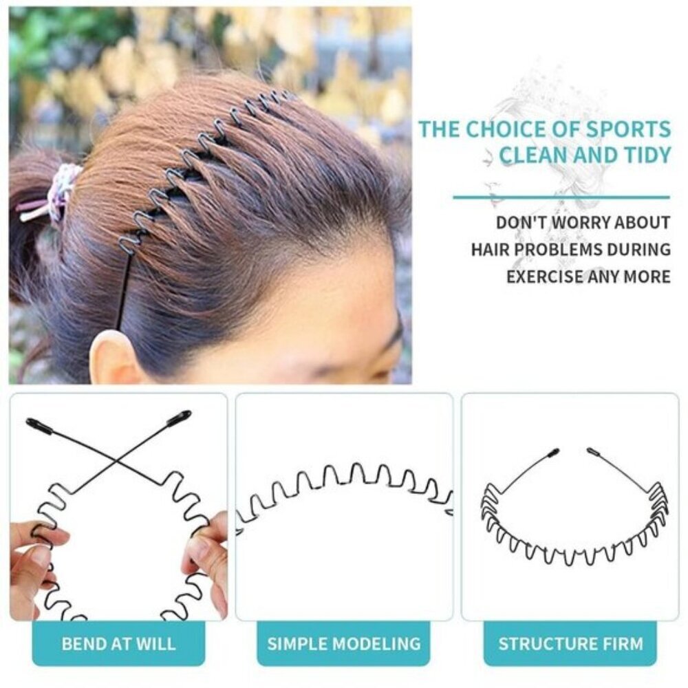 ⚡Men Z-New 1pcs Metal Fashion Unisex Wavy Outdoor Sport Simple Elastic Headbands - Picture 3 of 7